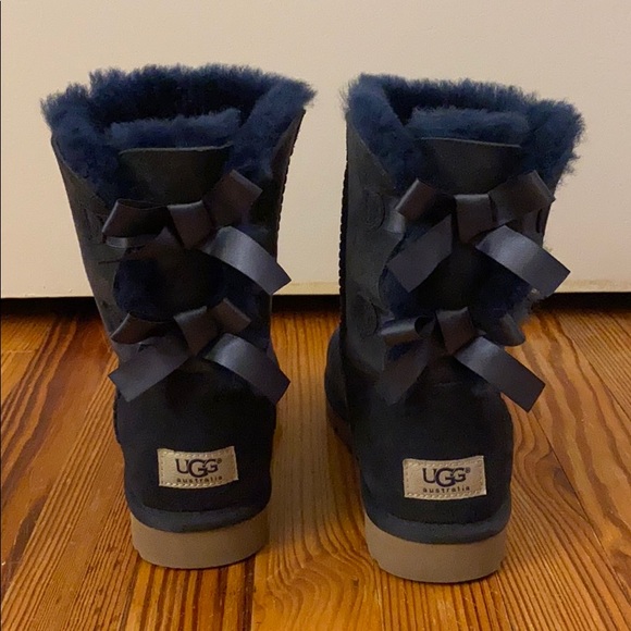 UGG Shoes - Blue Uggs with Satin Ribbon